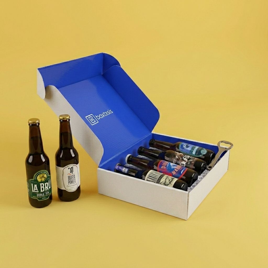 Caja con seis botellas de cerveza